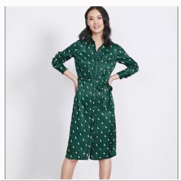 Boden Dresses & Skirts - Boden Jenna 8L shirt dress in green & navy dots